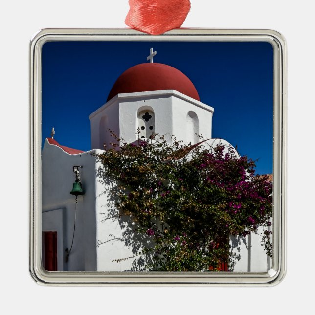 Ornement Carré Argenté Mykonos Grèce Travel - Church Cafe Europe Tourisme (Devant)
