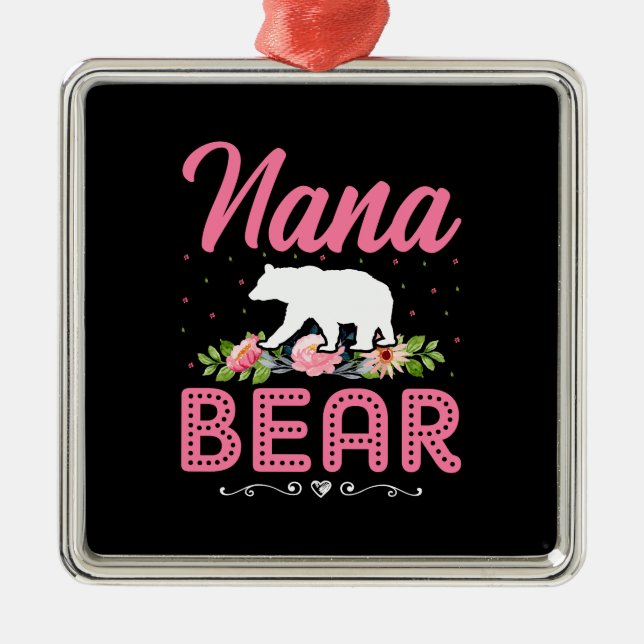 Ornement Carré Argenté Nana Bear (Devant)