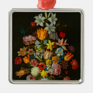 Ornement Carré Argenté Nature morte de fleurs dans un vase Wan-Li