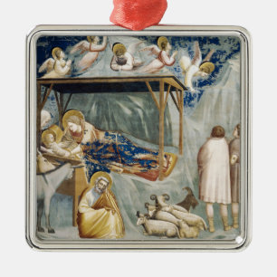 Ornement Carré Argenté Navitité (Naissance de Jésus-Christ) (par Giotto)