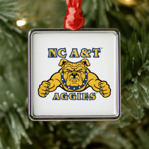 Ornement Carré Argenté NC A&T Agences   Aggie Bulldog