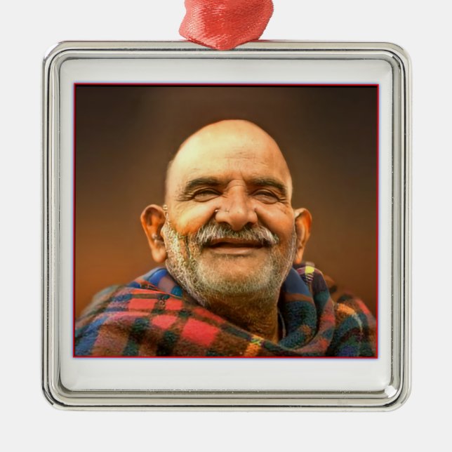 Ornement Carré Argenté Neem karoli baba (Devant)
