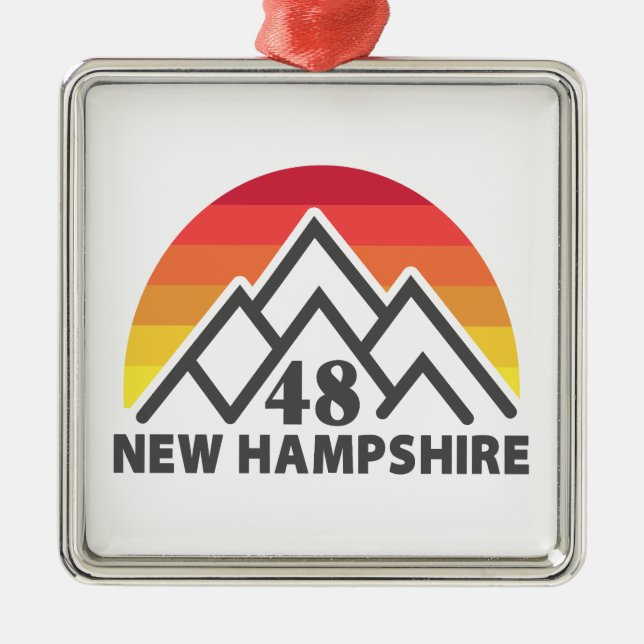 Ornement Carré Argenté New Hampshire 48 Retro Mountain (Devant)