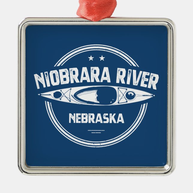 Ornement Carré Argenté Niobrara River Nebraska Kayaking (Devant)