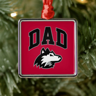 Ornement Carré Argenté NIU Huskies Papa