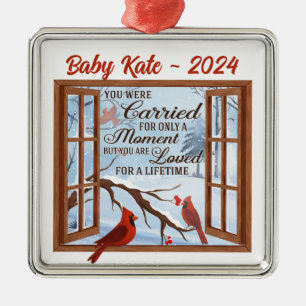 Ornement Carré Argenté Noël Cardinal Perte de la fausse couche de bébé