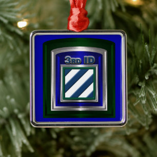 Ornement Carré Argenté Noël de la 3e division d'infanterie ID
