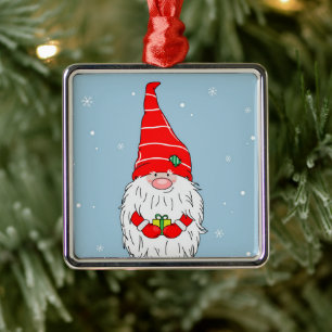 ORNEMENT CARRÉ ARGENTÉ **NOËL GNOMES** ORNAMENT DE NOËL