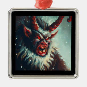 Ornement Carré Argenté Noël Krampus 3