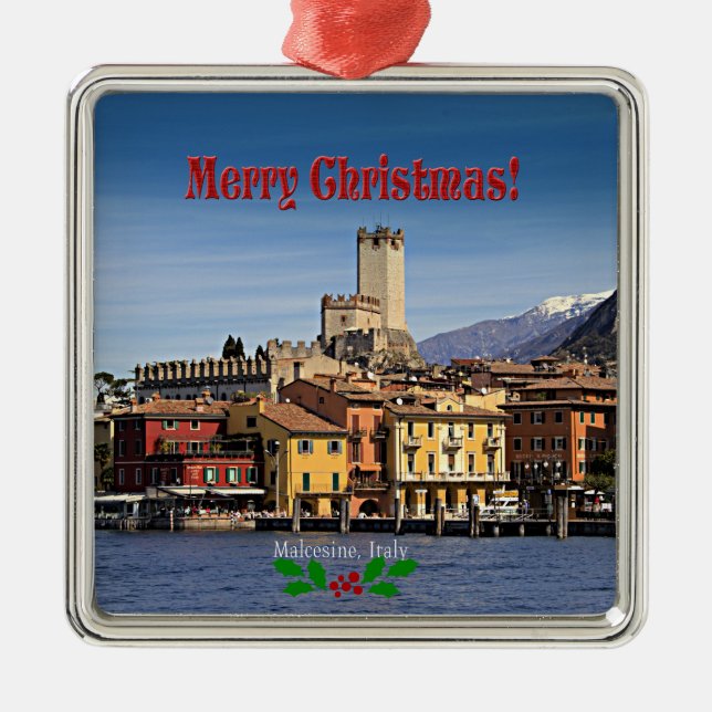Ornement Carré Argenté Noël - Malcesine, Italie (Devant)