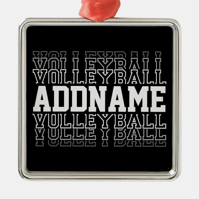 Ornement Carré Argenté NOM PERSONNALISÉ Vanisant Volleyball Logo Joueur d (Devant)