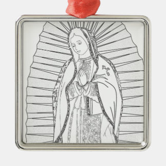 Ornement Carré Argenté notre dame de guadalupe