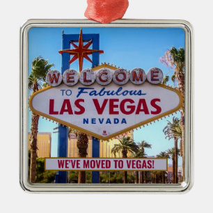 Ornement Carré Argenté Nous avons déménagé à Las Vegas Nouvelle maison