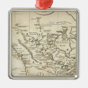 Ornement Carré Argenté Nouvelle carte de l'Amérique du Nord