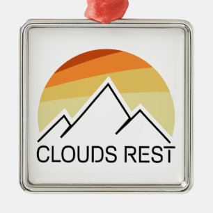 Ornement Carré Argenté Nuages Rest Mountain Yosemite Retro