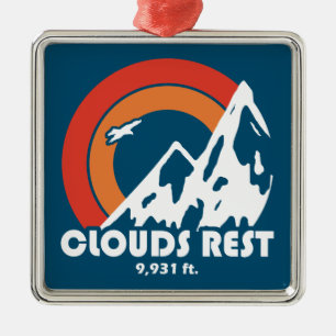 Ornement Carré Argenté Nuages Rest Mountain Yosemite Sun Eagle