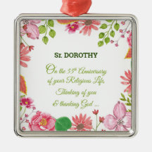 Nun Religious 55e Anniversaire Fleurs aquarelles
