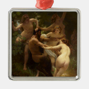 Ornement Carré Argenté Nymphes et Satyr par William-Adolphe Bouguereau