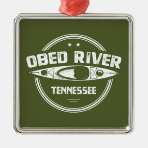 Ornement Carré Argenté Obed River Tennessee Kayaking