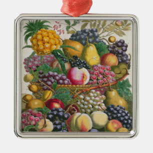 Ornement Carré Argenté Octobre, de 'douze mois de fruits
