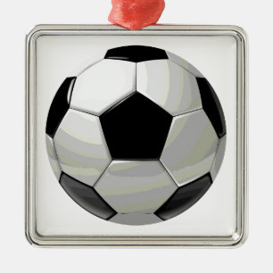 Ornement Carré Argenté Oeuvre de soccer unique
