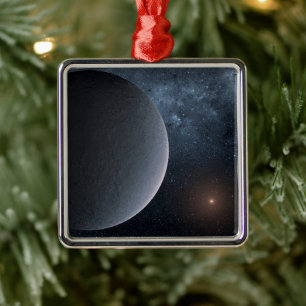 Ornement Carré Argenté Ogle Exoplanet-2016-Blg-1195Lb Orbits Une Petite É