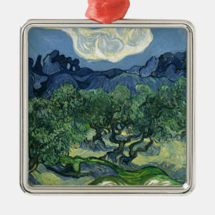 Ornement Carré Argenté Olive Trees par Van Gogh