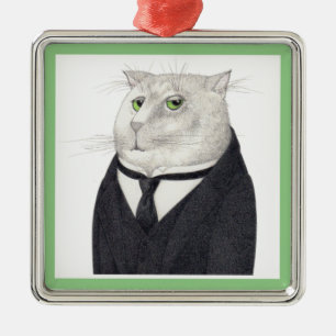 Ornement Carré Argenté ORDINATEUR Carré Premium BUTLER CAT