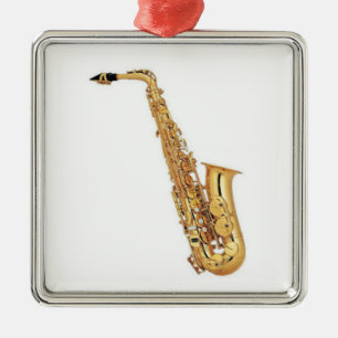 ORNEMENT CARRÉ ARGENTÉ **ORNAMENT DE JOUEUR DE SAXOPHONE**