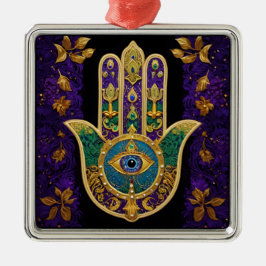 Ornement Carré Argenté Ornate Gold Troisième Oeil Hamsa
