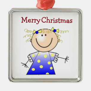 ORNEMENT CARRÉ ARGENTÉ ***ORNEMENT DE LA PETITE FILLE*** DE NOËL