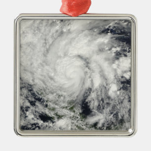 Ornement Carré Argenté Ouragan IDA au-dessus du Nicaragua