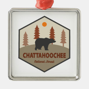Ornement Carré Argenté Ours forestier national de Chattahoochee