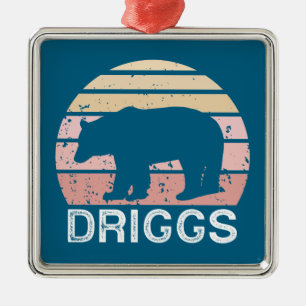 Ornement Carré Argenté Ours rétro Driggs Idaho