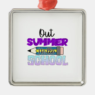 Ornement Carré Argenté Out Summer Hello School