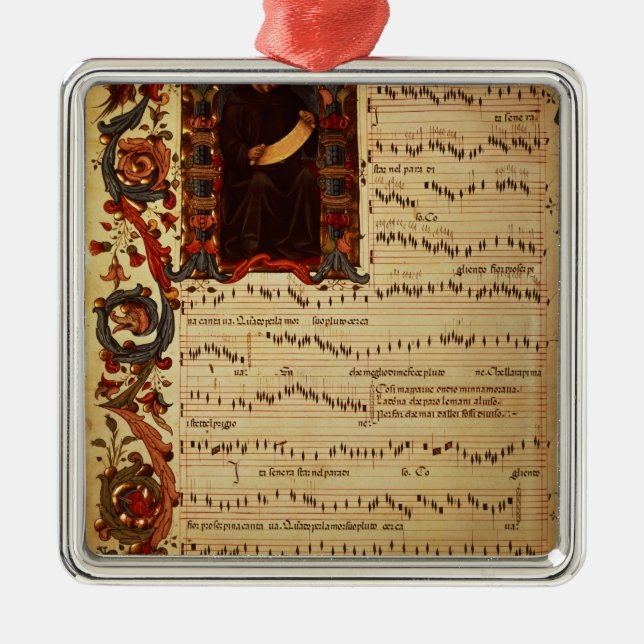 Ornement Carré Argenté Page de notation musicale avec historiated (Devant)