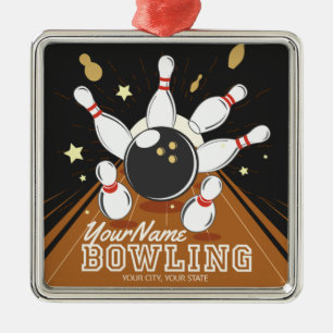 Ornement Carré Argenté Paniers à balles de Bowler personnalisées