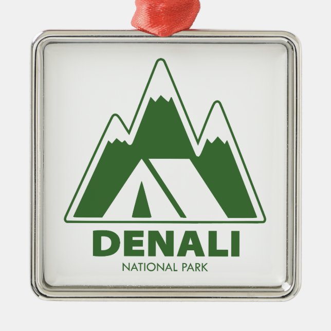 Ornement Carré Argenté Parc national de Denali Camping (Devant)