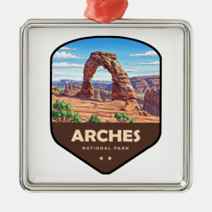 Ornement Carré Argenté Parc national des Arches Utah Bouclier