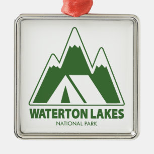Ornement Carré Argenté Parc national des Lacs-Waterton Montagnes Camping