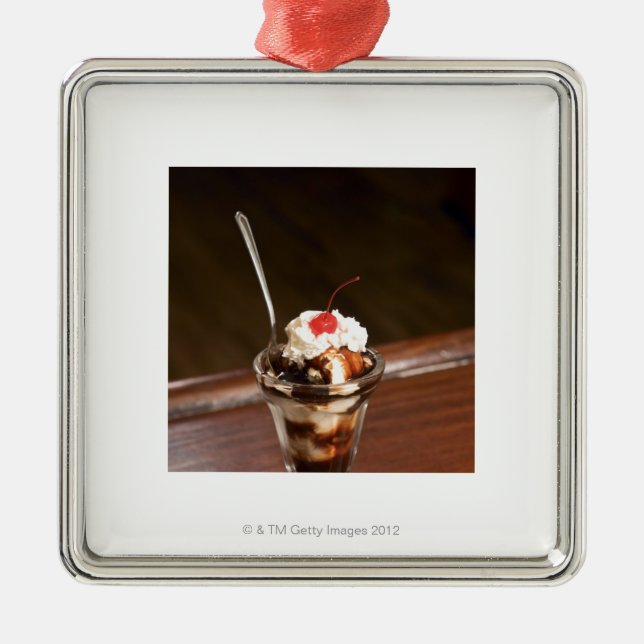 Ornement Carré Argenté Parfait de chocolat (Devant)