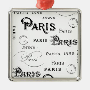 Ornement Carré Argenté Paris France Cadeaux et Souvenirs