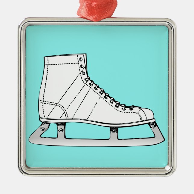 Ornement Carré Argenté Patinage sur glace Patinage artistique (Devant)