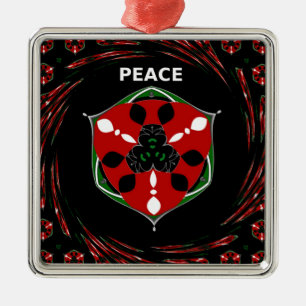 Ornement Carré Argenté "Peace : with Shield Emblem"