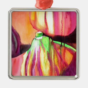 Ornement Carré Argenté Peintures originales aquarelles de figues violette