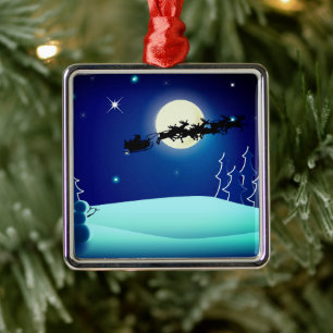 Ornement Carré Argenté Père Noël