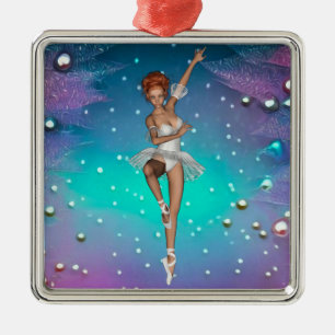 Ornement Carré Argenté Perles peintes Ballerina Turquoise et violet Arriè