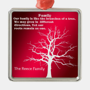 ORNEMENT CARRÉ ARGENTÉ PERSONALIZE FAMILY QUOTE