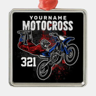 Ornement Carré Argenté Personalized Freestyle Motocross Racing FMX Tricks