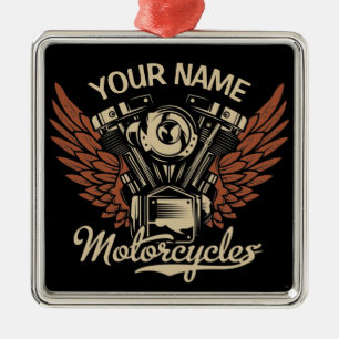 Ornement Carré Argenté Personnaliser Motocyclettes Motocyclettes Garage